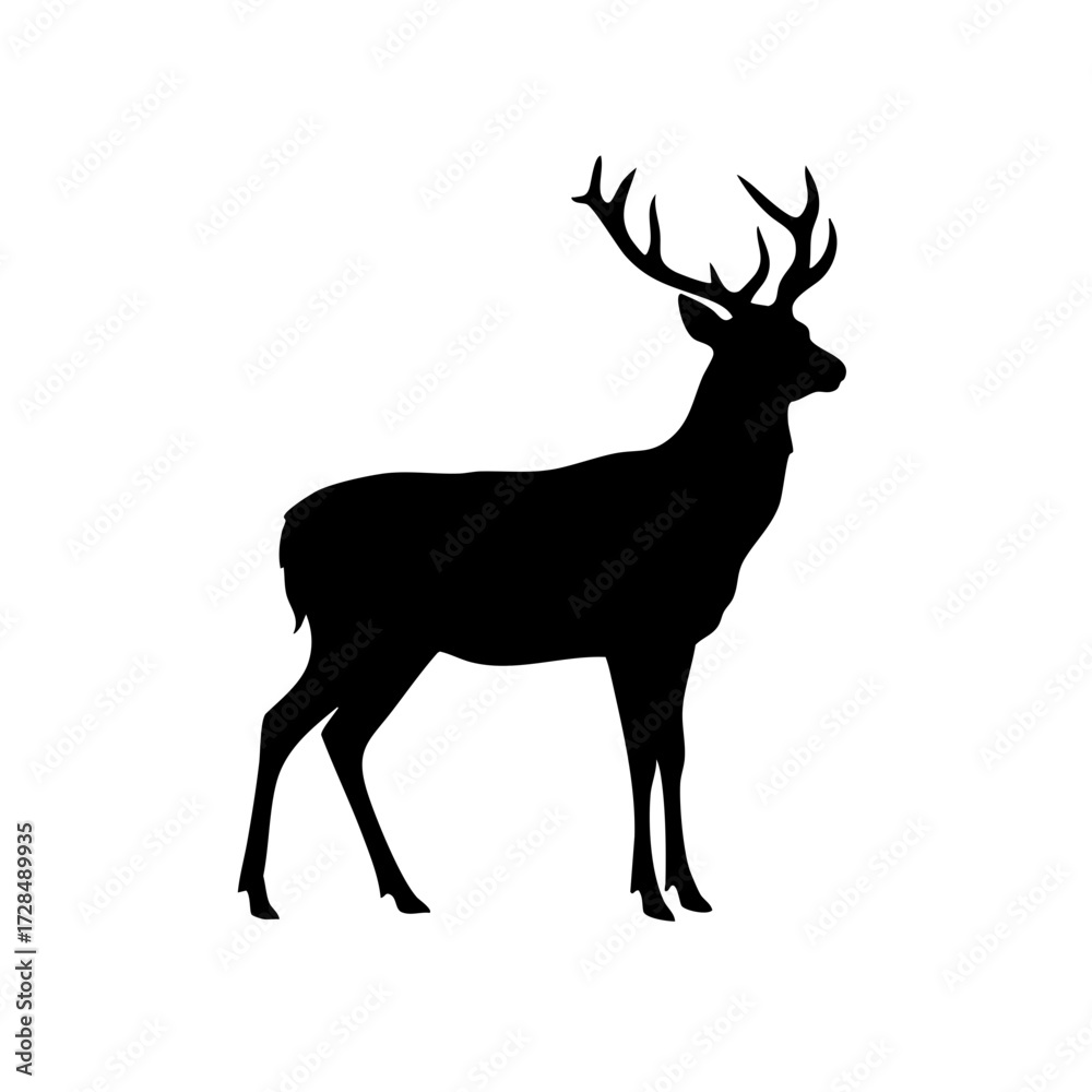 Obraz premium Silhouette Standing Deer Wildlife Mammal Animal Illustration Design Element Icon