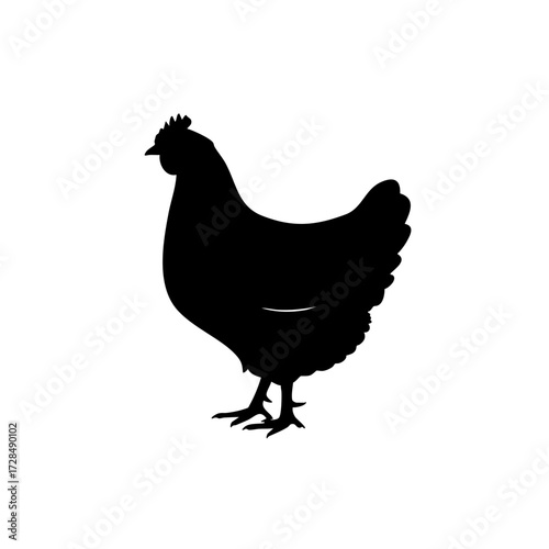 Minimalist Silhouette Standing Chicken Farm Animal Domestic Fowl Icon