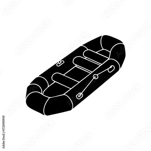 Simple Black Silhouette Inflatable Raft for Adventure and Water Activities Icon