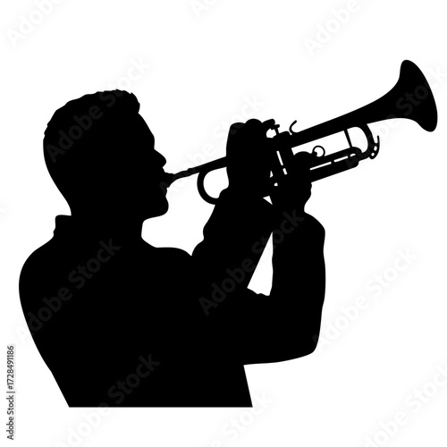 Silhouette Musician Playing Trumpet Musical Instrument Entertainment Performance Silhouette Illustration