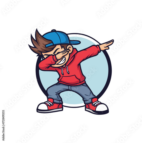 Cartoon boy dancing in style