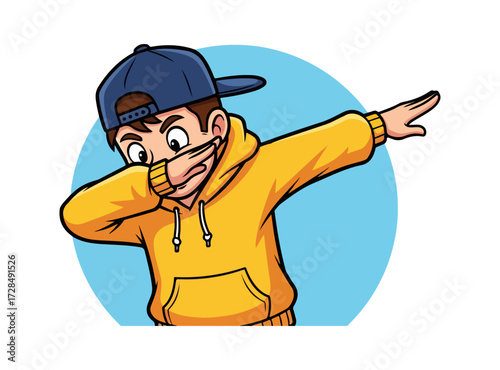 Cartoon boy doing a dance pose