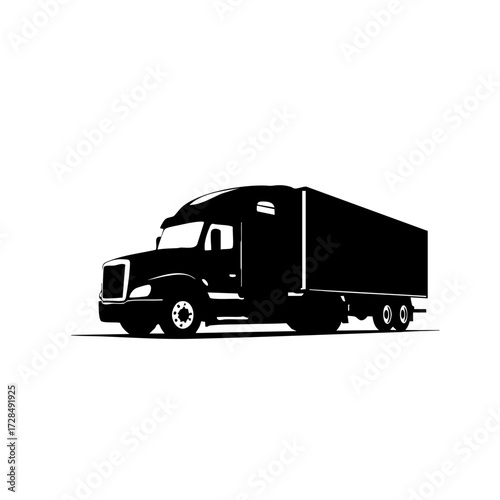 Minimalist Silhouette Semi Truck Isolated Transport Vehicle Cargo Illustration