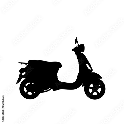 Silhouette Detailed Scooter Moped Motorbike Illustration Transportation Minimalist and Clean Design