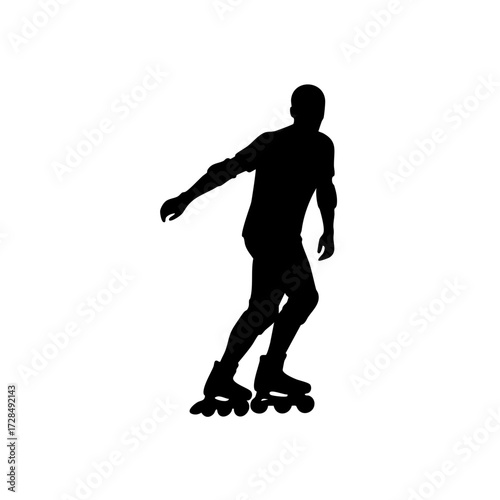 Simple Black Silhouette Inline Skater Man Figure Action Sport