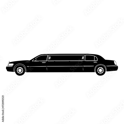 Minimalist Black Limousine Sedan Car Luxury Service Transportation Illustration