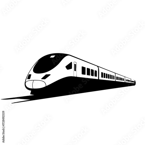 Minimalist Lineart High Speed Bullet Train Transport Icon Illustration