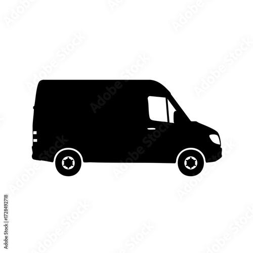 Simple Silhouette Cargo Delivery Van Vehicle Transportation Icon Sign
