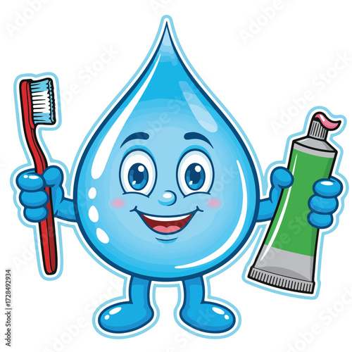 Funny blue cartoon water drop vector icon illustration set