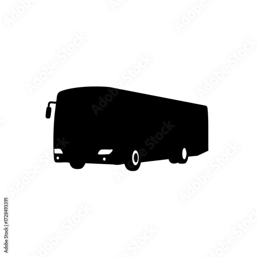 Minimalist Silhouette Touring Bus Transportation Vehicle Modern Flat Style Icon