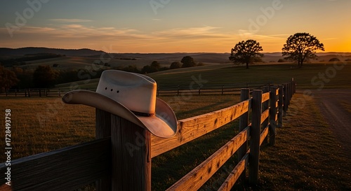 Sunset Countryside Cowboy Hat.
