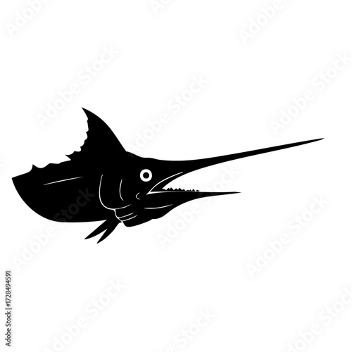 Silhouette Simple Flat Marlin Fish Underwater Animal Wildlife Illustration