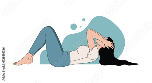 Woman performing a crunch exercise for core strength and abdominal toning.