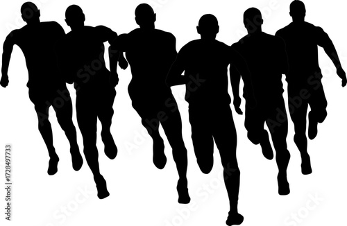 Mixed runners in silhouette profiles.Profile and people silhouette collection. User profile symbol. Group of people or group of users collection. Perfect can use in demographic, social media, and team