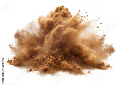  -brown dust sand soil particles cloud isolated on ,PNG. AI Generated