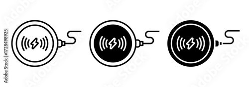 Wireless Charging Station icon set. Wireless charge, battery, powerbank, energy, electricity symbol. Vector Illustration