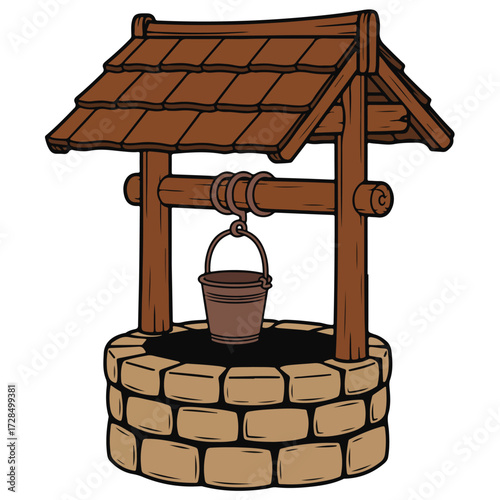 A sweet chocolate brick house on a white background with a red roof is a 3D building illustration