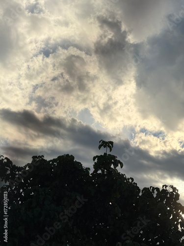 Sunlight breaking through the clouds