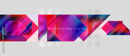 Abstract geometric shapes, vibrant colors, modern design. Pink, purple, blue hues create dynamic composition. Minimalist style.