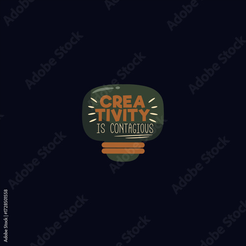 A motivational vector art of a lightbulb with the phrase “Creativity is Contagious,” symbolizing bright ideas, teamwork, and innovation.