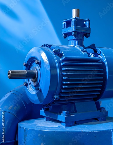 Close-up of a blue industrial motor (1)