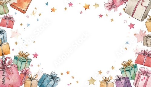 Watercolor gift boxes frame
