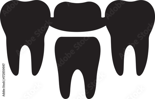 Silhouette of a dental bridge icon, perfect for dentistry, tooth restoration, and oral care designs.