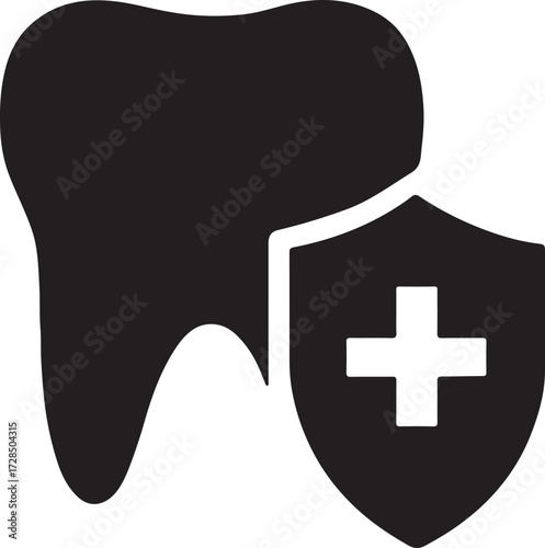 Silhouette of a dental insurance icon, perfect for dentistry, health coverage, and medical designs.