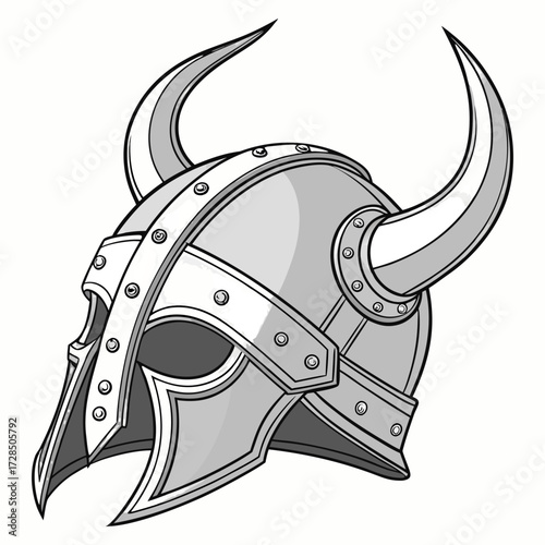 Viking helmet. Futuristic Viking Warrior Helmet with Horns – Shiny Silver Battle Mask.
