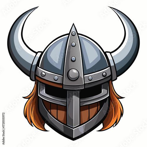 Viking helmet. Futuristic Viking Warrior Helmet with Horns – Shiny Silver Battle Mask.