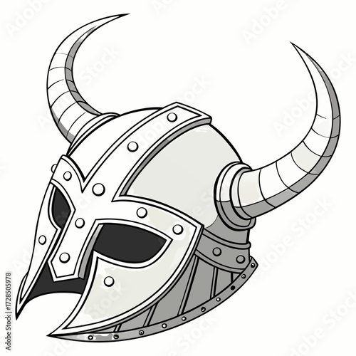 Viking helmet. Futuristic Viking Warrior Helmet with Horns – Shiny Silver Battle Mask.