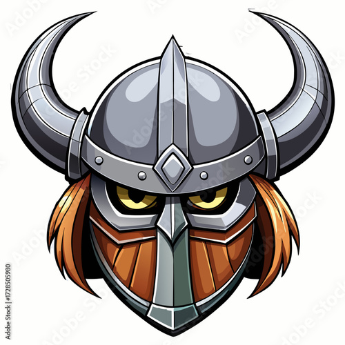 Viking helmet. Futuristic Viking Warrior Helmet with Horns – Shiny Silver Battle Mask.