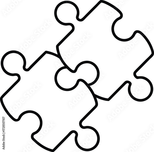 Minimalist continuous line drawing of three interlocking puzzle pieces jigsaw connection vector illustration EPS file download.