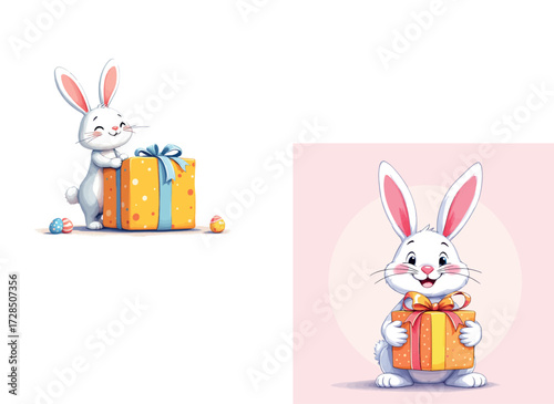 Vsai white easter bunny unboxing gift box with eggs