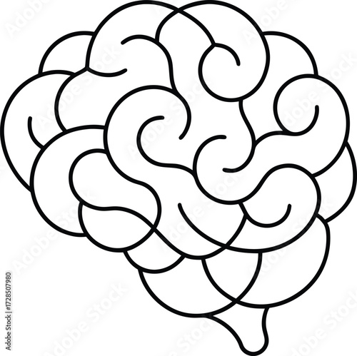 Minimalist black outline illustration of a stylized human brain mind head vector illustration EPS file download.