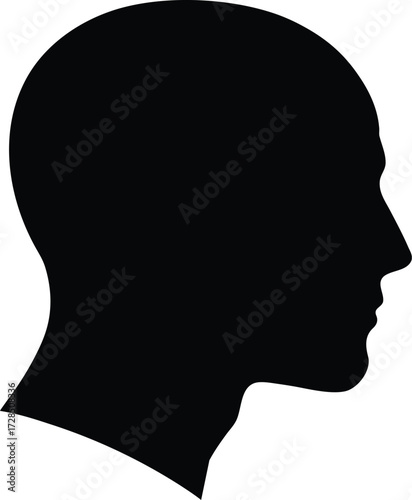 Black silhouette of a human head profile facing right on white background vector