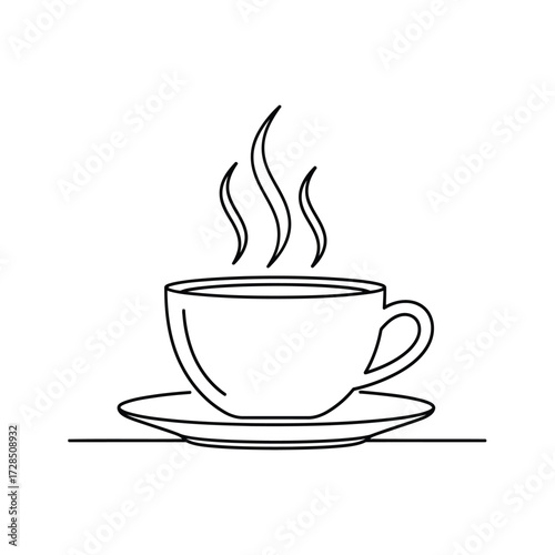 Vector illustration of steaming coffee cup with rising vapor