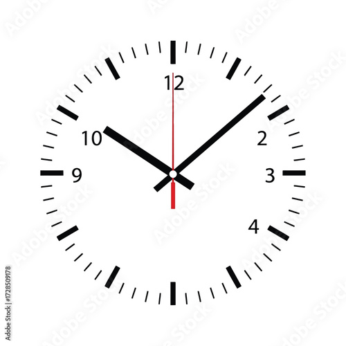Vector illustration of vintage analog clock showing time