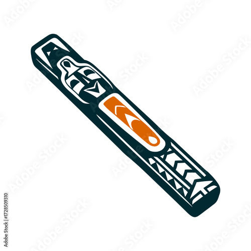 Tlingit Carved Stick Game Counter Illustration Tlingit Stick Game Counter Distinctive carved tally stick notched