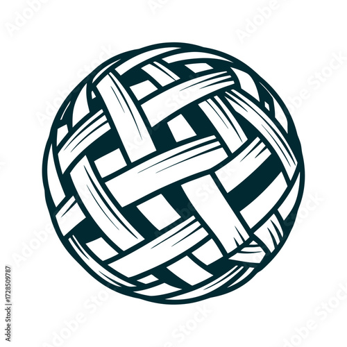 Sepak Takraw Ball: Woven Rattan Geometric Pattern Sepak Takraw Ball Tightly woven rattan ball geometric pattern implied