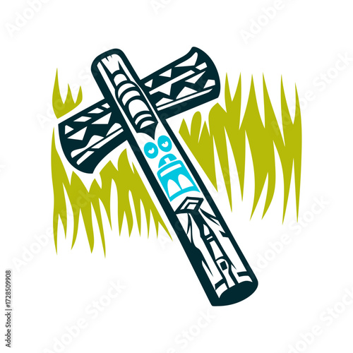 Tlingit Carved Tally Stick Game Counter Graphic Distinctive carved tally stick notched Tlingit Stick Game Counter