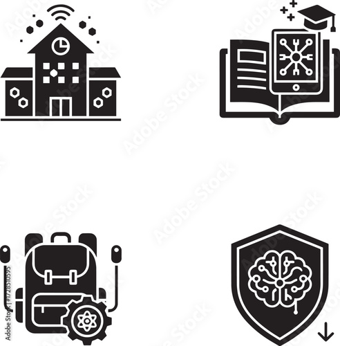 Black Fill School and Tech Icons