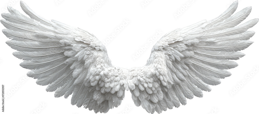 Fototapeta premium Realistic angel wings. White wing isolated. png transparency