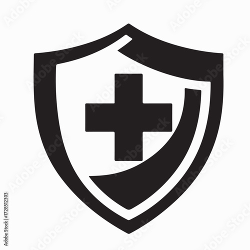 Shield Logo for Health and Life Insurance Vector isolated on white background