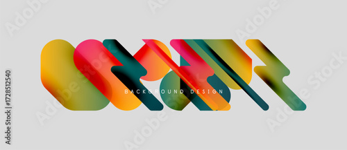 Abstract colorful shapes overlap, creating dynamic background. Text reads background design. Minimalist style, modern aesthetic.