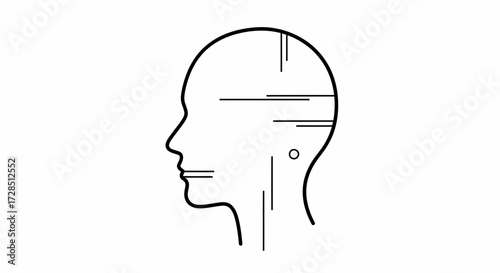 Conceptual Abstract Head Silhouette With Linear Geometric Elements
