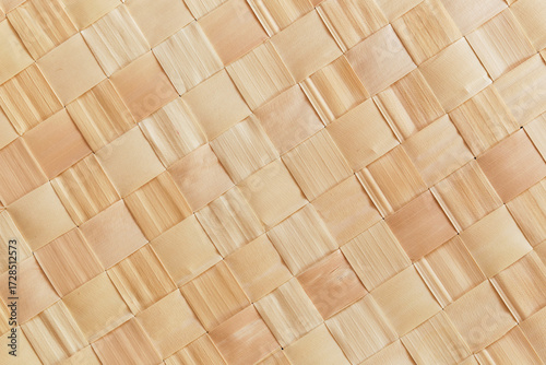 Bamboo weaving pattern, woven rattan mat texture for background or wallpaper.