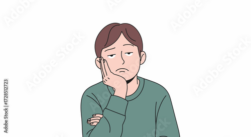 Man In Thoughtful Pose With Hand On Face And Crossed Arms