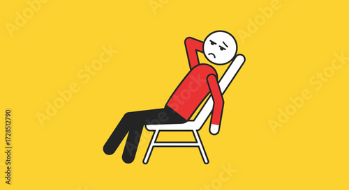 Melancholy Figure Resting In Deckchair Against Bright Yellow Background