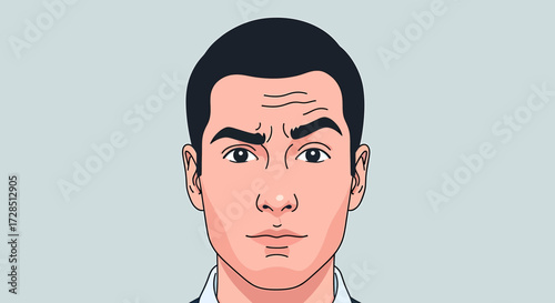 Suspicious Man Face With Raised Eyebrow Cartoon Character Design